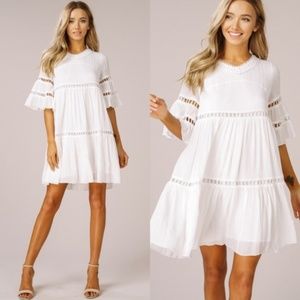 Ruffled  Babydoll Dress with Bell Sleeves